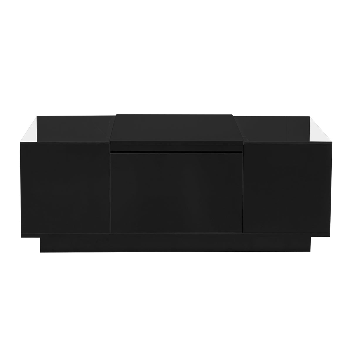 variant-group:rf-n724p290056b|Roomfitters Modern Center Coffee Table with High Gloss Finish, Glass Top and Hidden Storage Compartments, Black