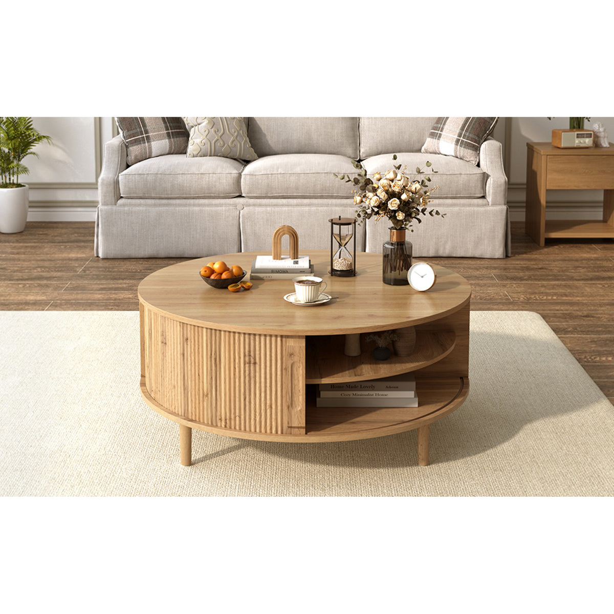 variant-group:rf-n724p416053d|Roomfitters Minimalist Round Lift-Top Coffee Table with Side Sliding Door, Acacia Wood