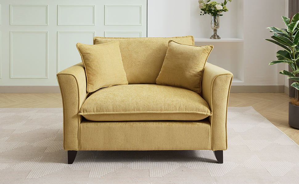 variant-group:rf-n701p379404y|Roomfitters 46.3 Inch Oversized Armchair, Chenille Comfy Accent Chair and a Half Sofa, Rubberwood Legs Pillow, Yellow