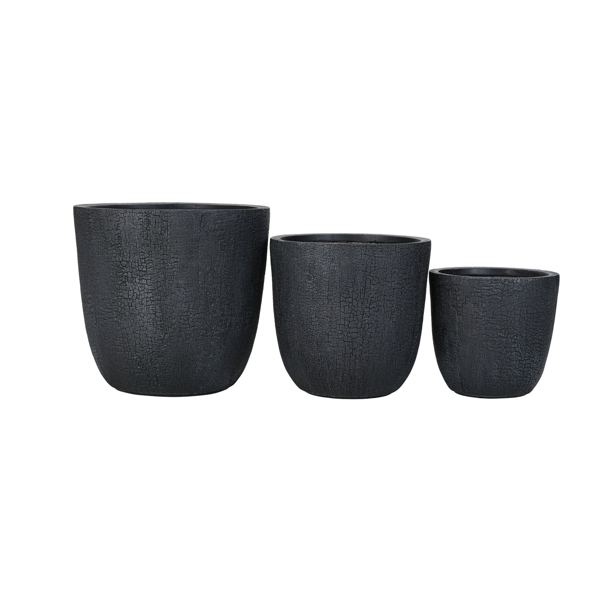 variant-group:rf-n711p406660b|Roomfitters Lightweight MGO Planter Set of 3, Round Weather Resistant Outdoor Indoor Flower Pots for Garden Patio, Black