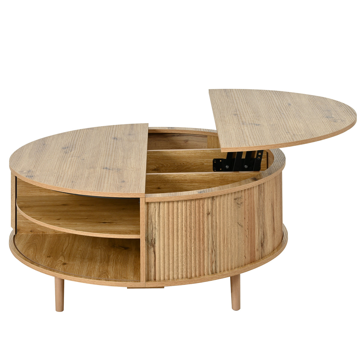variant-group:rf-n724p416053d|Roomfitters Minimalist Round Lift-Top Coffee Table with Side Sliding Door, Acacia Wood