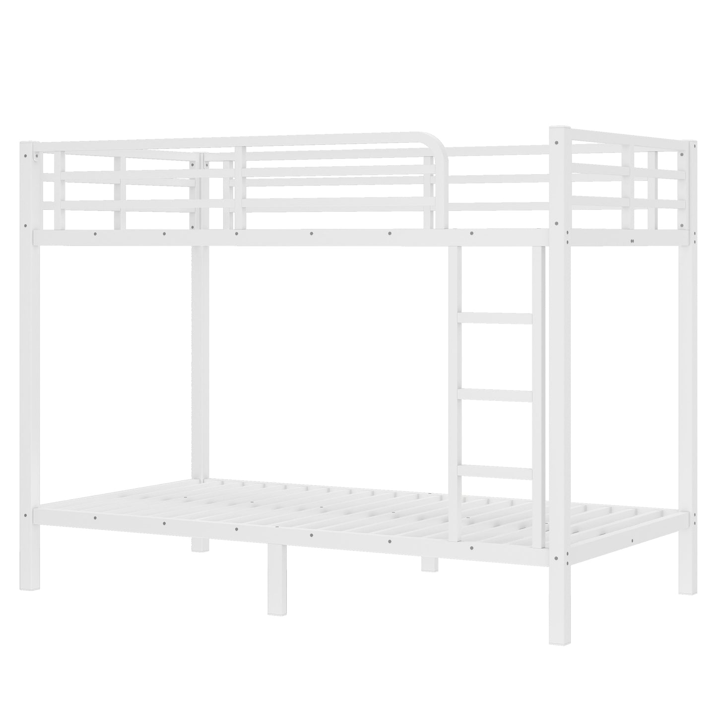 variant-group:rf-w1580p329009|Roomfitters Metal Twin XL Over Twin XL Bunk Bed Frame with Ladder & Safety Rail, Heavy-Duty Space-Saving Design, White