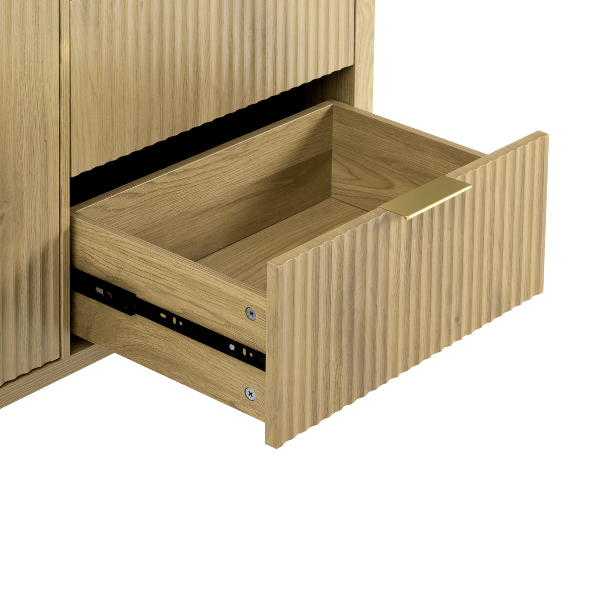 variant-group:rf-n711p345172o|Roomfitters Sideboard Buffet Cabinet with 3 Drawers, 2 Door Mid-century Fluted Accent Storage for Kitchen & Dining, Natural