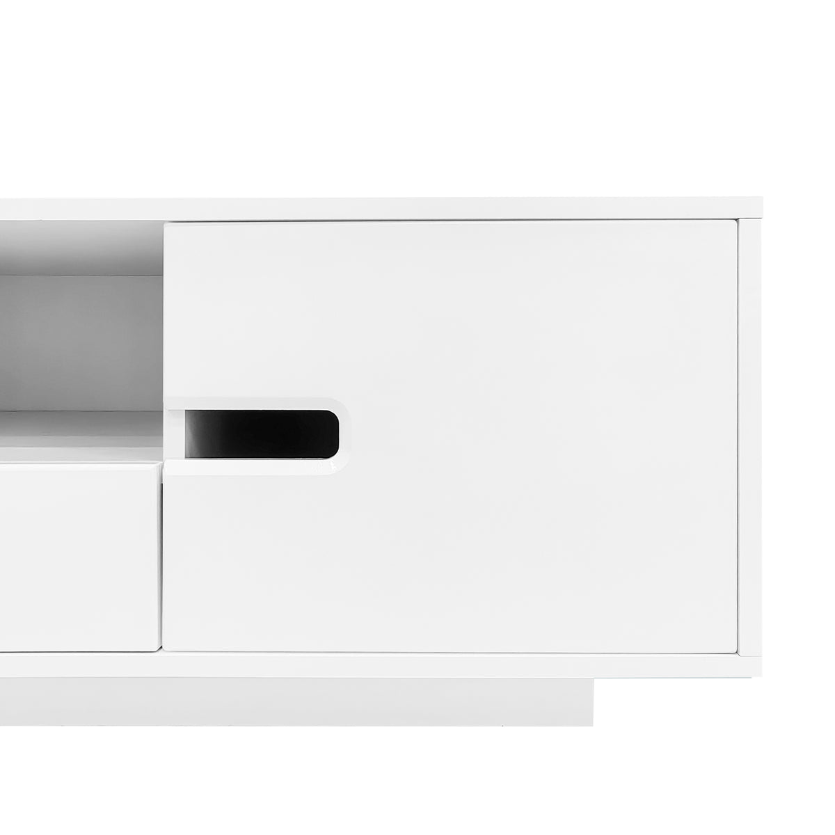 variant-group:rf-n724p294656k|Roomfitters Modern Glossy Coffee Table with Storage Space and Light Accent, Rectangle Center Table for Living Room, White
