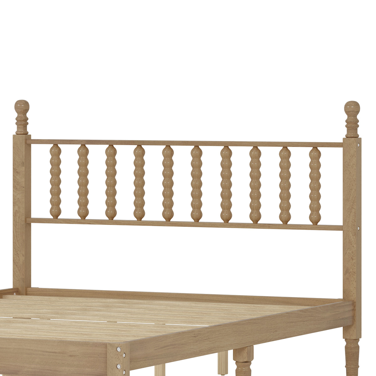 variant-group:rf-n733p206242m|Roomfitters Queen Size Wood Platform Bed with Gourd Shaped Headboard, Retro Style Platform Bed with Wooden Slat Support, Natural