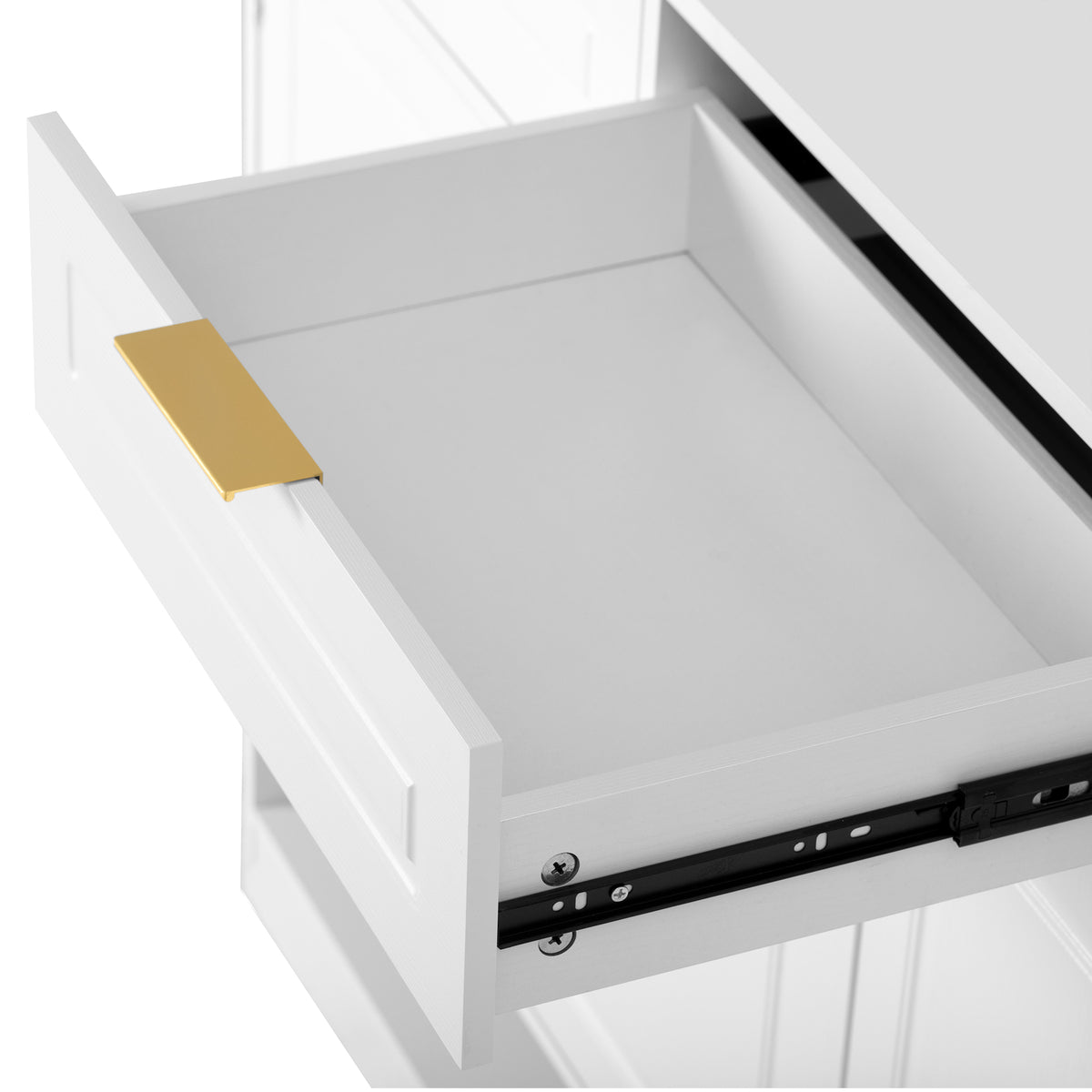 variant-group:rf-n711p345213k|Roomfitters 59.1" Farmhouse Sideboard Buffet Cabinet with 3 Drawers and 4 Doors, Kitchen Storage with Open Shelf, White