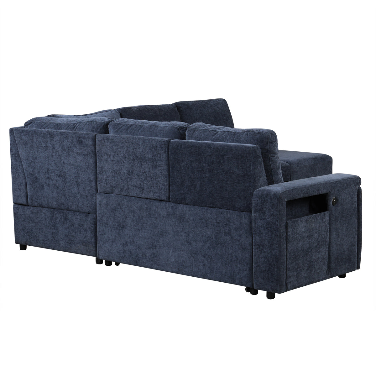 variant-group:rf-n711wy000390aac|Roomfitters L-Shaped Padded Modular Sofa with Storage Space, USB Ports, and Cup Holders on the Armrests, Suitable for Living Rooms, Offices, and Apartments, Blue
