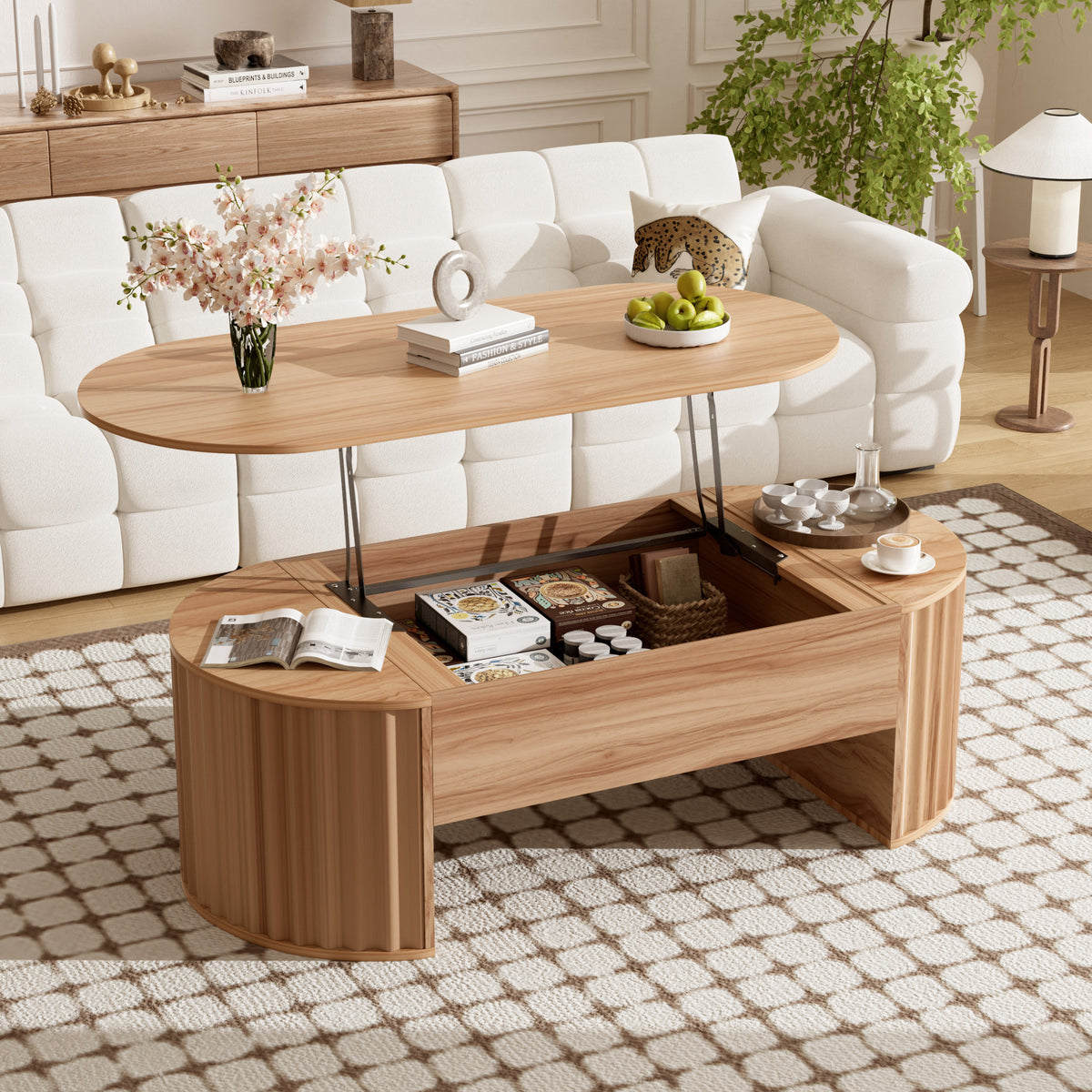 variant-group:rf-n724p391007n|Roomfitters 47.2" Lift Top Coffee Table with Hidden Compartment, Oval Center Table, Acacia