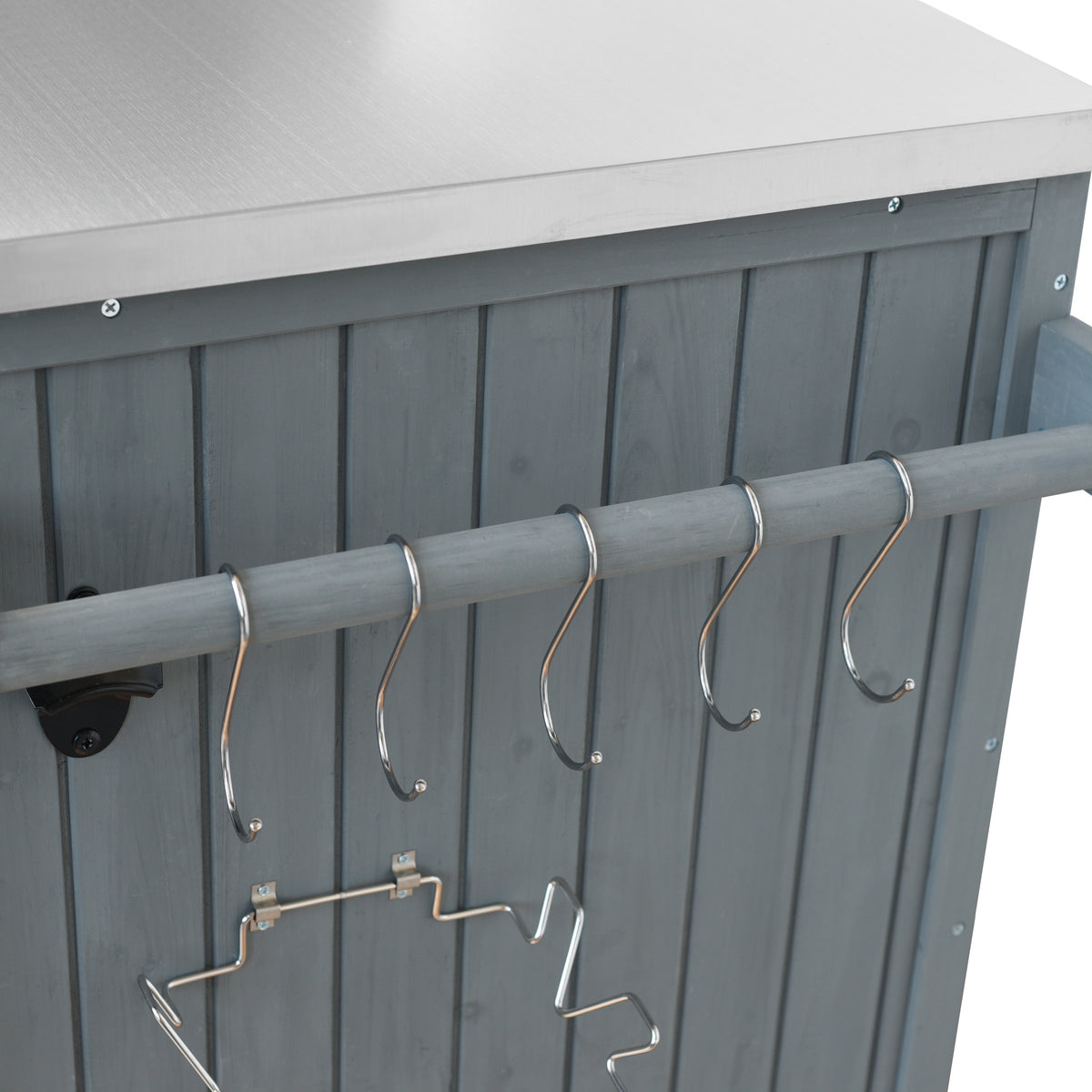 variant-group:rf-n707p370287g|Roomfitters 42.1" Grill Cart, Outdoor Kitchen Island with Stainless Steel Top, BBQ Prep Station with Spice Rack, Grey+Blue