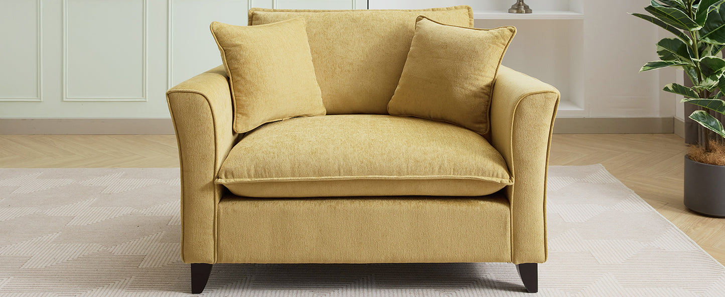 variant-group:rf-n701p379404y|Roomfitters 46.3 Inch Oversized Armchair, Chenille Comfy Accent Chair and a Half Sofa, Rubberwood Legs Pillow, Yellow