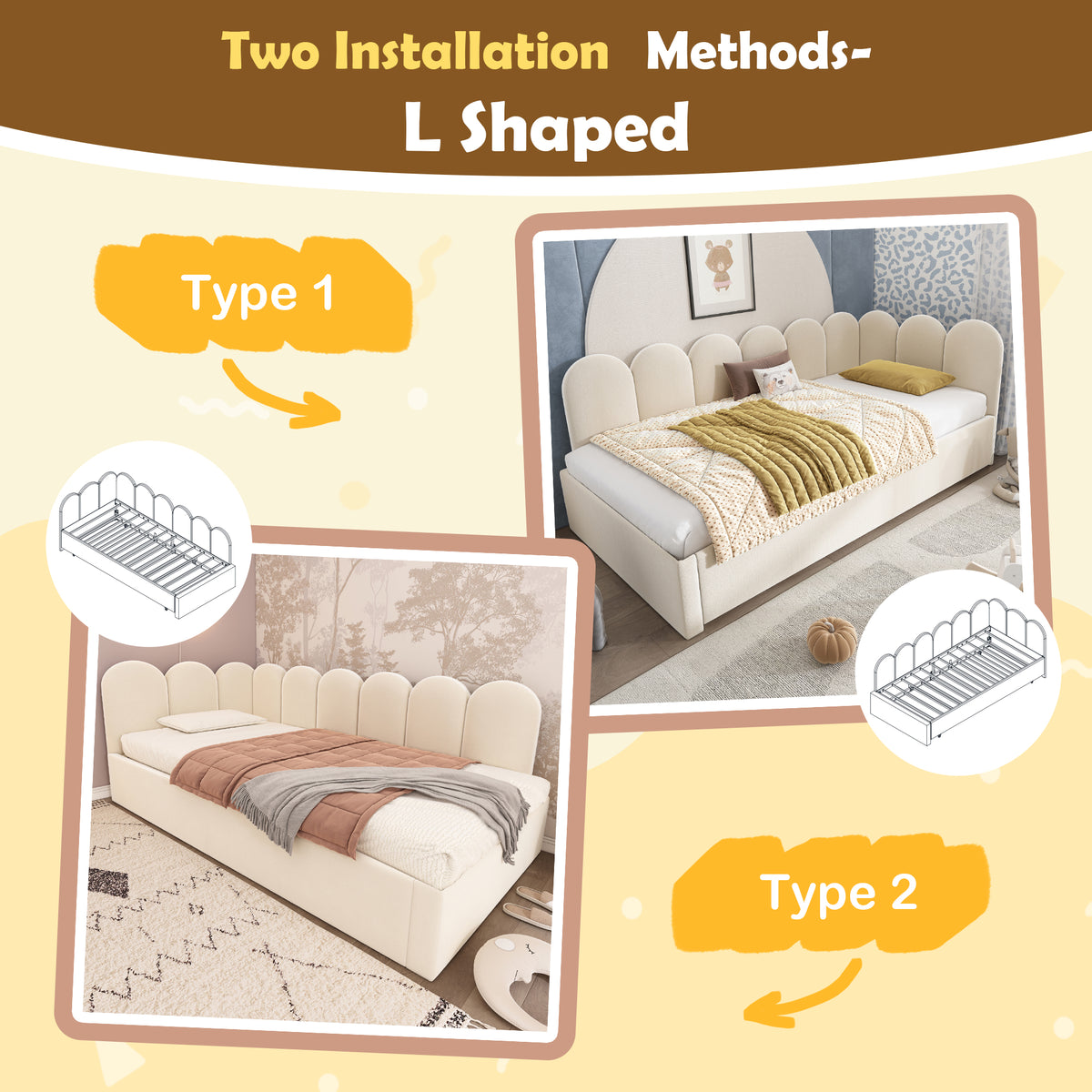 variant-group:rf-n736aa20362122b|Roomfitters Velvet Upholstered Twin Daybed with Pull Out Trundle, Sofa Bed with Metal Slat Frame, Beige