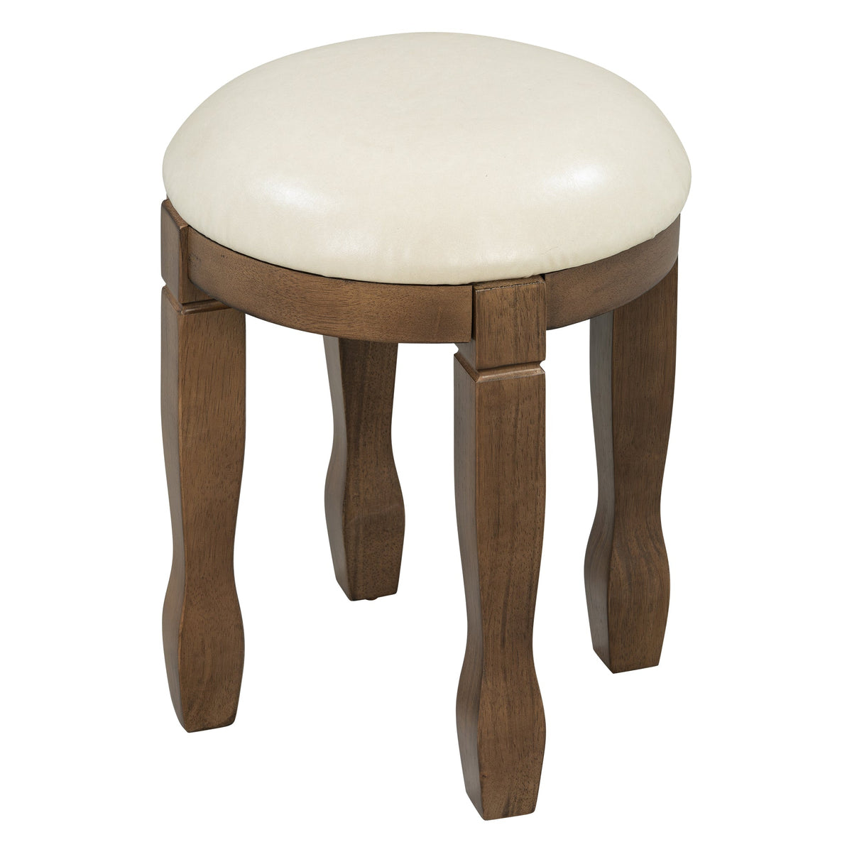 Roomfitters 46-Inch Vintage Makeup Vanity Table with Curved Flower Frame Mirror and Upholstered Leather Stool Espresso Roomfitters
