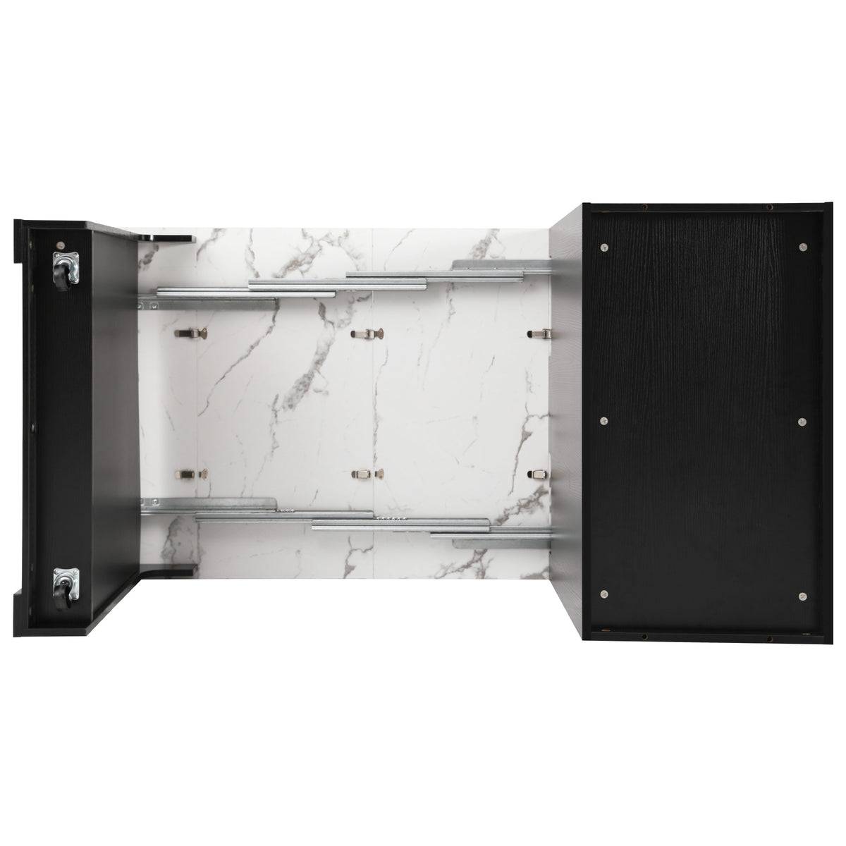 variant-group:rf-n707s000017b|Roomfitters 59.5" Kitchen Island with 41.8" Extendable Dining Table, Double-Sided Storage, Power Outlet, 2 Drawers, Black