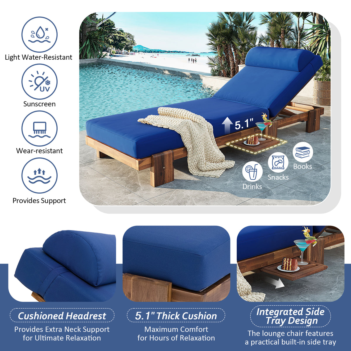 variant-group:rf-n711wy000473aac|Roomfitters 78.8" Outdoor Patio Chaise Lounge Chair with Adjustable Backrest and Side Table for Poolside & Garden, Navy Blue