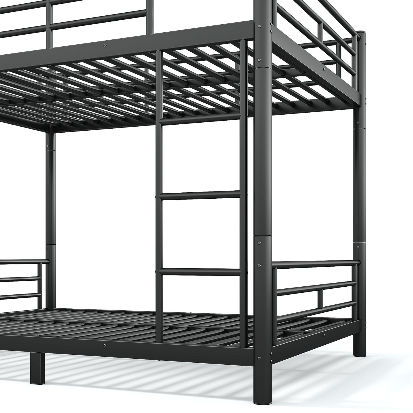 variant-group:rf-w1580p454730|Roomfitters Full over Full Metal Bunk Bed Frame for Teens Adults, Convertible 2 Separate Beds Round Tube, Black