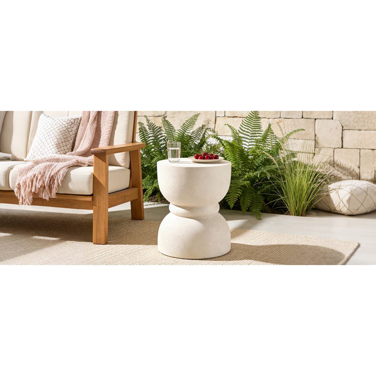 variant-group:rf-n711p422067k|Roomfitters Contemporary Beige Concrete Side Table, Rounded Waist Outdoor End Table, MgO Decorative Garden Stool