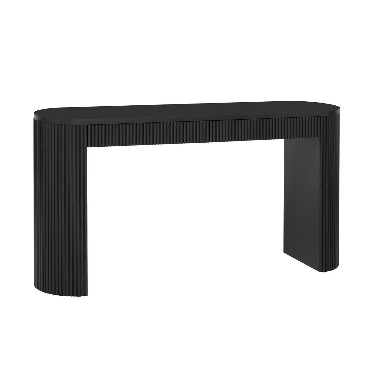 Roomfitters Rustic Farmhouse Black Pine Veneer Console Table Dual Drawer Entryway Furniture Arched Legs Roomfitters