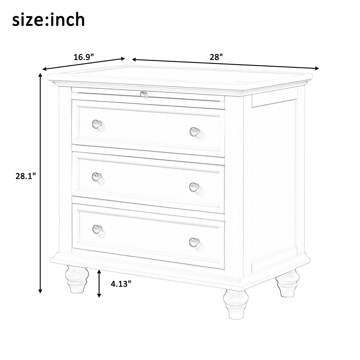 variant-group:rf-n711wf319367aav|Roomfitters 3-Drawer Storage Wood Cabinet, End Table with Pull Out Tray, Perfect for Living Rooms or Bedrooms, Providing Stylish Storage and Functionality, Blue