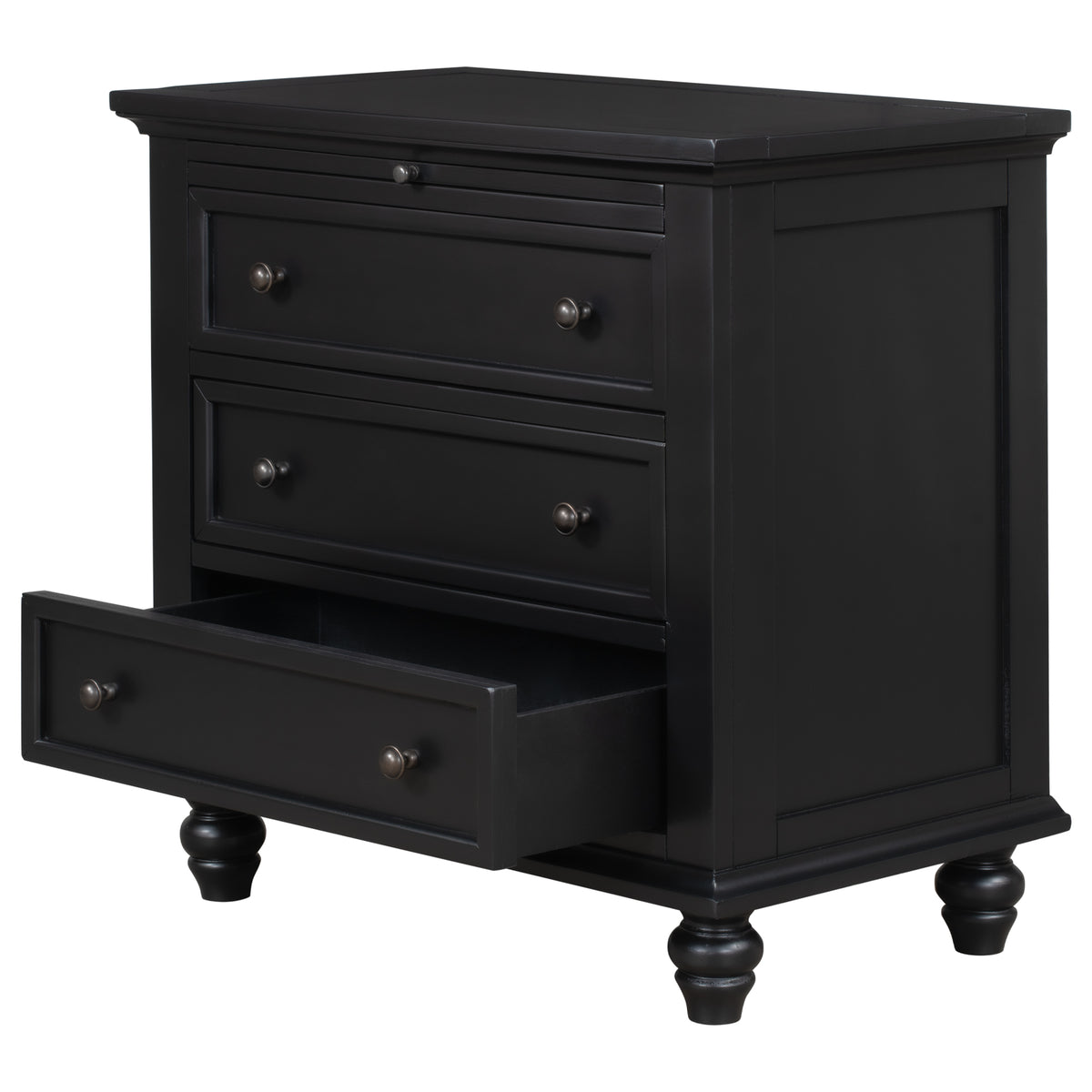 variant-group:rf-n711wf319367aab|Roomfitters 3-Drawer Storage Wood Cabinet, End Table with Pull Out Tray, Perfect for Living Rooms or Bedrooms, Providing Compact Storage with a Timeless Design, Black