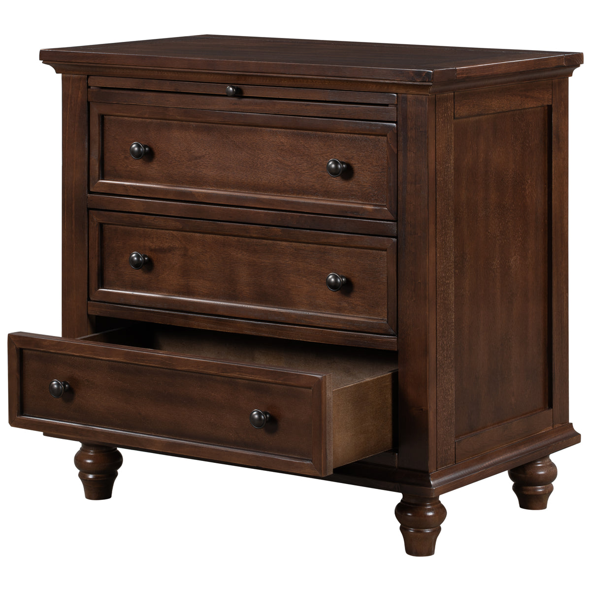 variant-group:rf-n711wf319367aad|Roomfitters 3-Drawer Storage Wood Cabinet, End Table with Pull Out Tray, Ideal for Living Rooms or Bedrooms, Offering Compact and Practical Storage Solutions, Brown