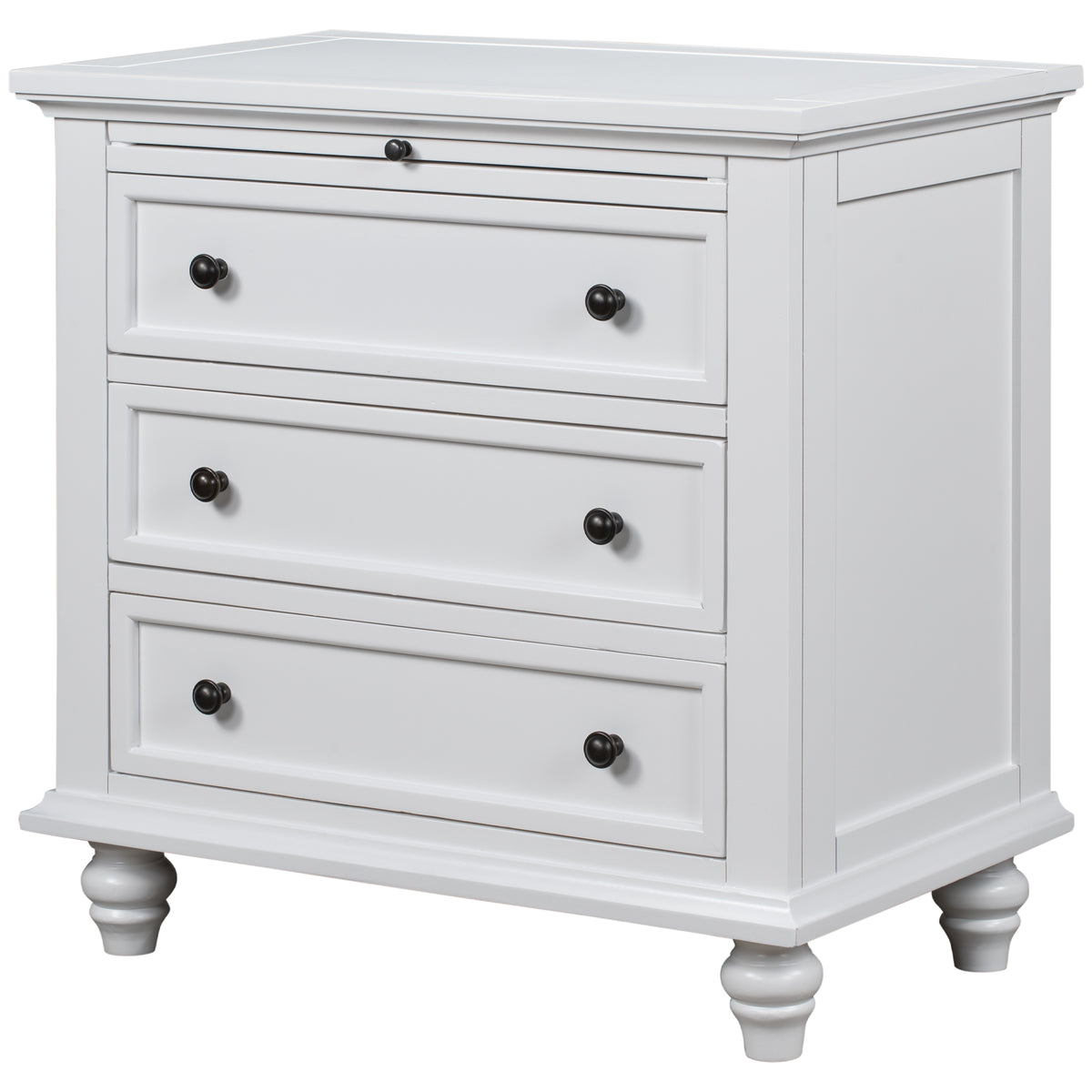 variant-group:rf-n711wf319367aak|Roomfitters 3-Drawer Storage Wood Cabinet, End Table with Pull Out Tray, Suitable for Living Rooms or Bedrooms, Combining Style and Functionality, White