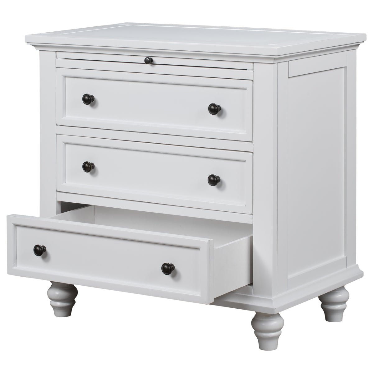 variant-group:rf-n711wf319367aak|Roomfitters 3-Drawer Storage Wood Cabinet, End Table with Pull Out Tray, Suitable for Living Rooms or Bedrooms, Combining Style and Functionality, White
