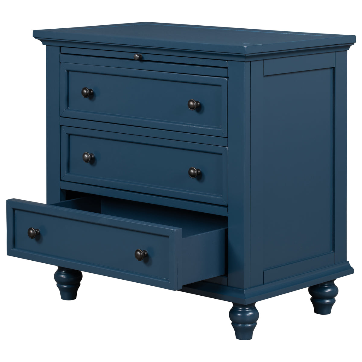 variant-group:rf-n711wf319367aav|Roomfitters 3-Drawer Storage Wood Cabinet, End Table with Pull Out Tray, Perfect for Living Rooms or Bedrooms, Providing Stylish Storage and Functionality, Blue