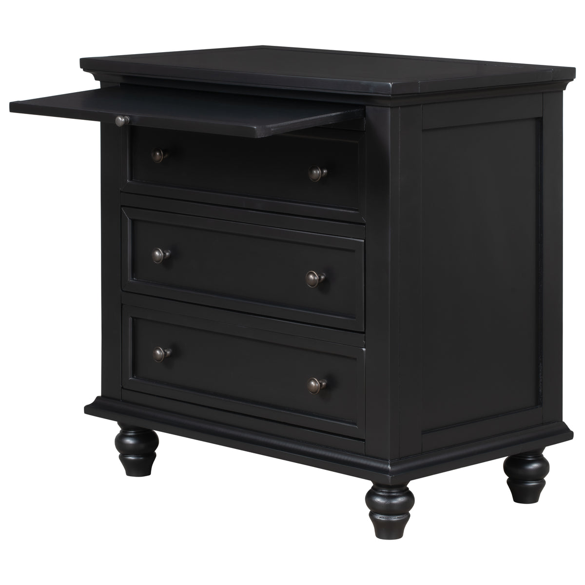 variant-group:rf-n711wf319367aab|Roomfitters 3-Drawer Storage Wood Cabinet, End Table with Pull Out Tray, Perfect for Living Rooms or Bedrooms, Providing Compact Storage with a Timeless Design, Black