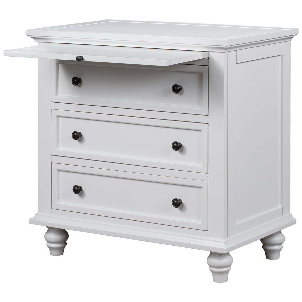 variant-group:rf-n711wf319367aak|Roomfitters 3-Drawer Storage Wood Cabinet, End Table with Pull Out Tray, Suitable for Living Rooms or Bedrooms, Combining Style and Functionality, White