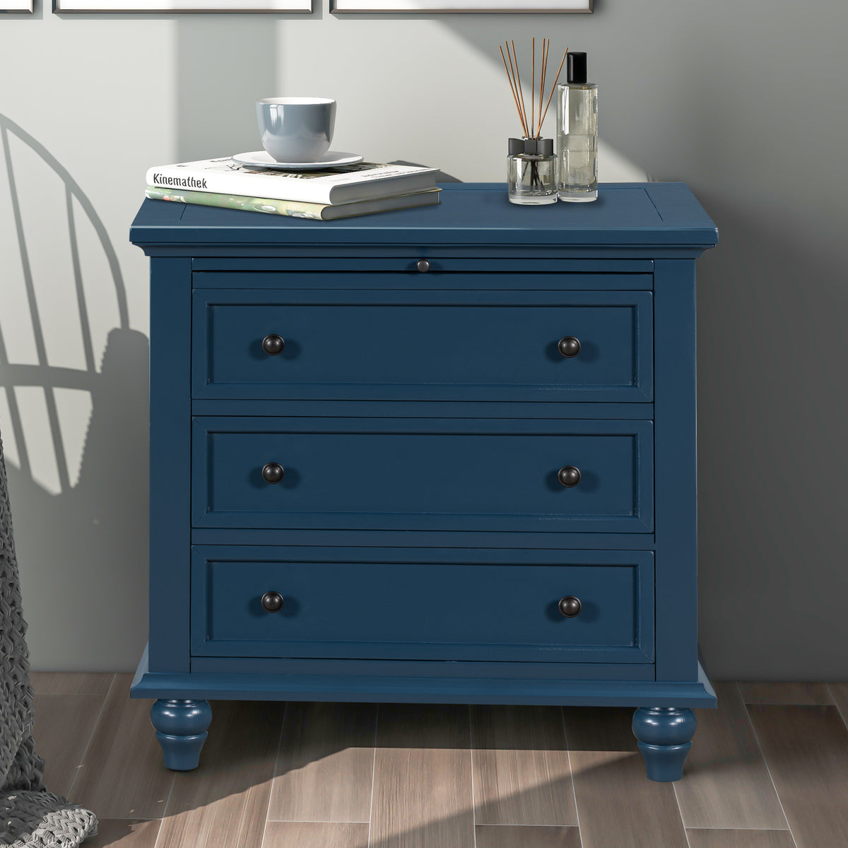 variant-group:rf-n711wf319367aav|Roomfitters 3-Drawer Storage Wood Cabinet, End Table with Pull Out Tray, Perfect for Living Rooms or Bedrooms, Providing Stylish Storage and Functionality, Blue