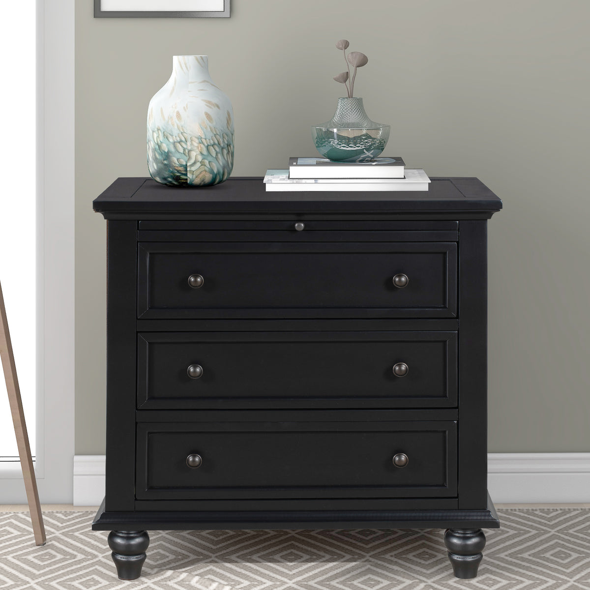 variant-group:rf-n711wf319367aab|Roomfitters 3-Drawer Storage Wood Cabinet, End Table with Pull Out Tray, Perfect for Living Rooms or Bedrooms, Providing Compact Storage with a Timeless Design, Black