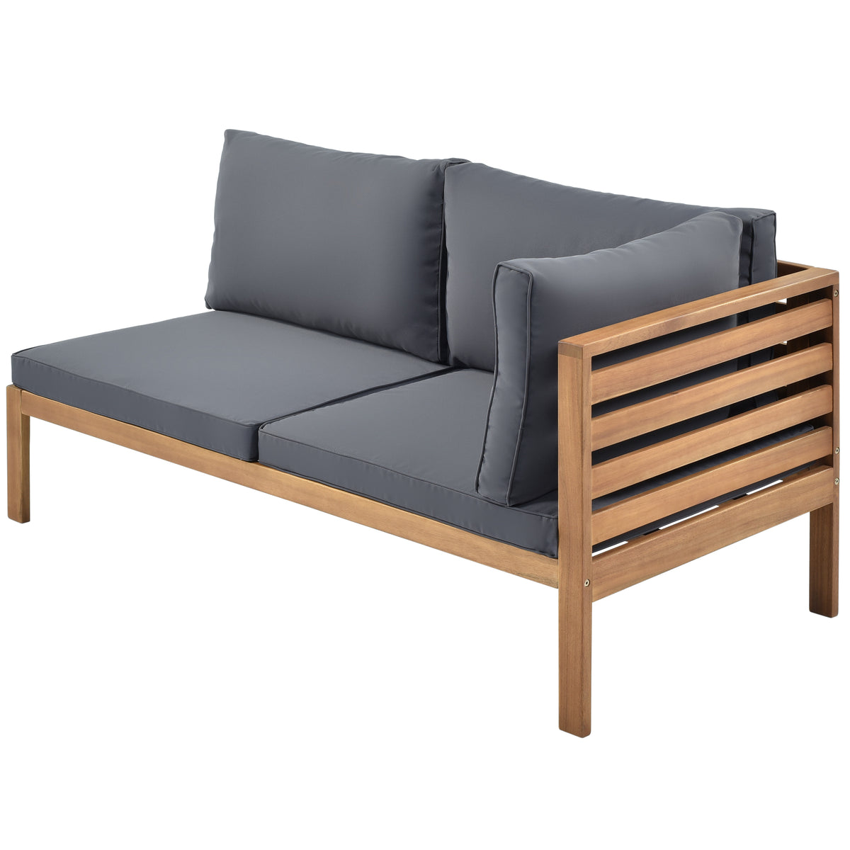 variant-group:rf-n704g201207e|Roomfitters 3-Piece Outdoor Sectional Sofa Set with Coffee Table, Solid Wood Frame L-Shaped Patio Furniture, Gray