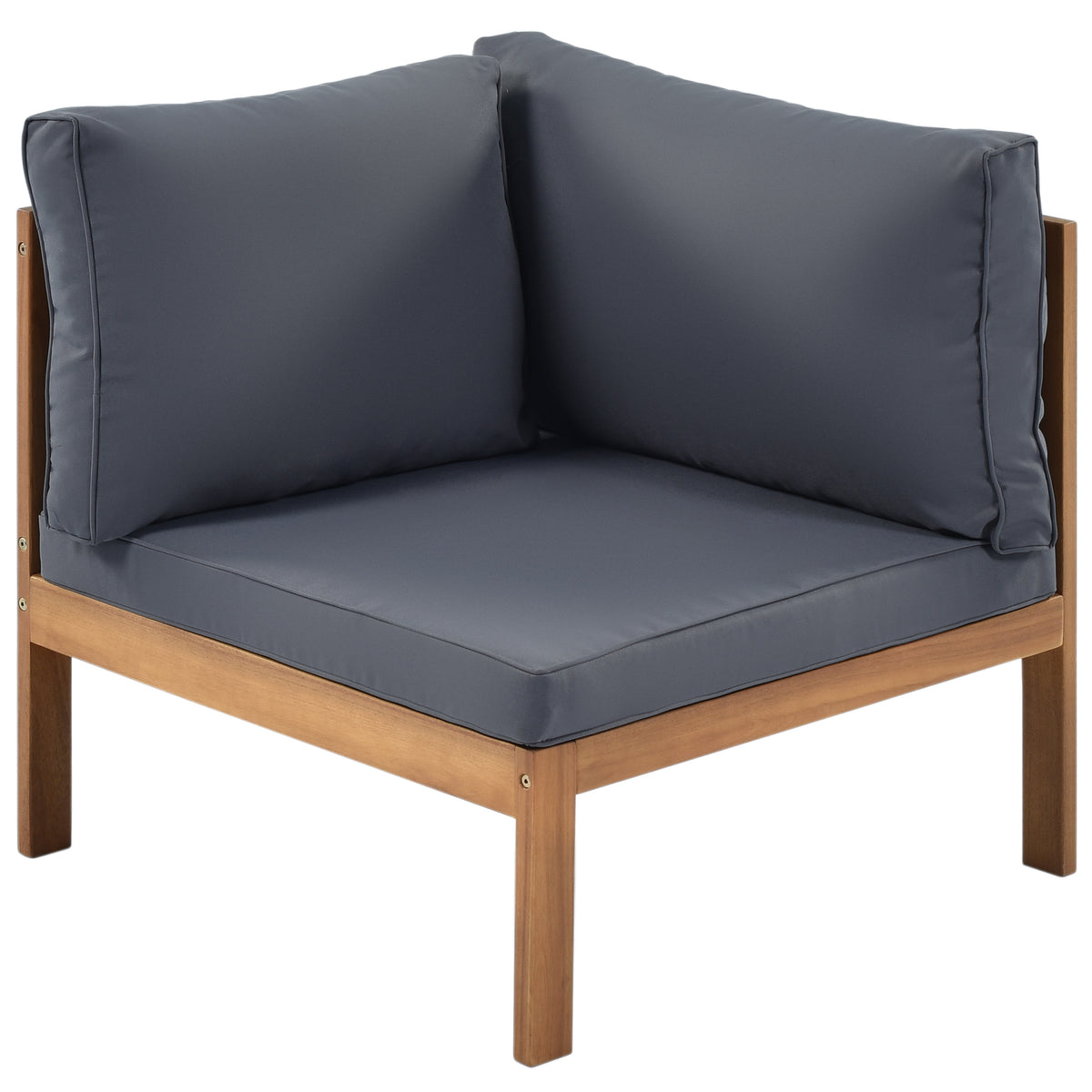 variant-group:rf-n704g201207e|Roomfitters 3-Piece Outdoor Sectional Sofa Set with Coffee Table, Solid Wood Frame L-Shaped Patio Furniture, Gray