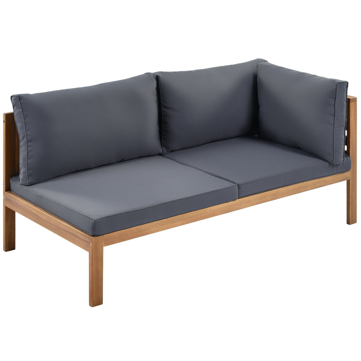 variant-group:rf-n704g201207e|Roomfitters 3-Piece Outdoor Sectional Sofa Set with Coffee Table, Solid Wood Frame L-Shaped Patio Furniture, Gray