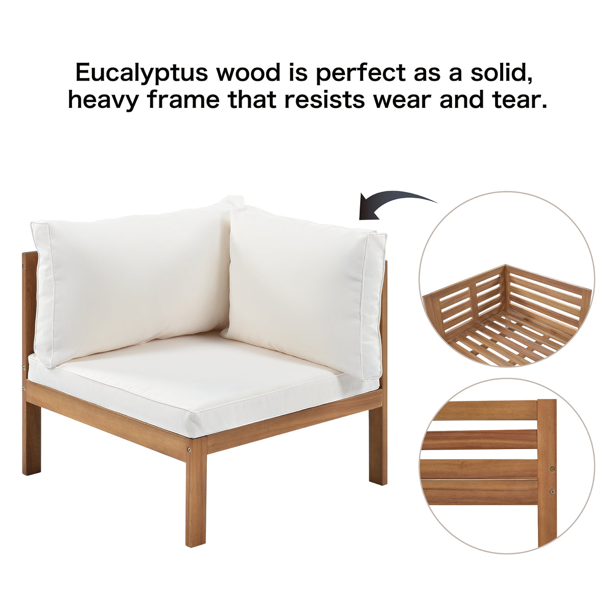 variant-group:rf-n704g201207a|Roomfitters 3-Piece Outdoor Sectional Sofa Set with Coffee Table, Solid Wood Frame L-Shaped Patio Furniture, Beige