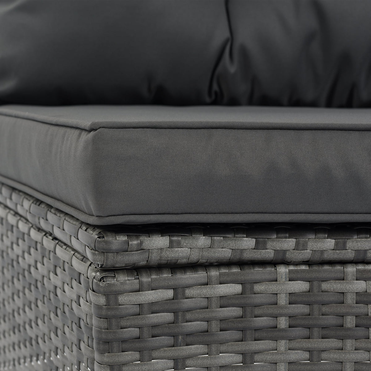 Roomfitters 8-Piece Half Moon Curved Outdoor Sectional Sofa Set, Grey PE Rattan Wicker Patio Furniture with Coffee Table, Gray Roomfitters