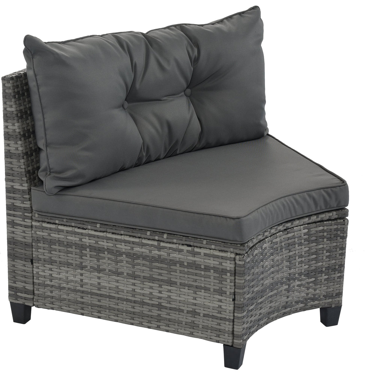 Roomfitters 8-Piece Half Moon Curved Outdoor Sectional Sofa Set, Grey PE Rattan Wicker Patio Furniture with Coffee Table, Gray Roomfitters
