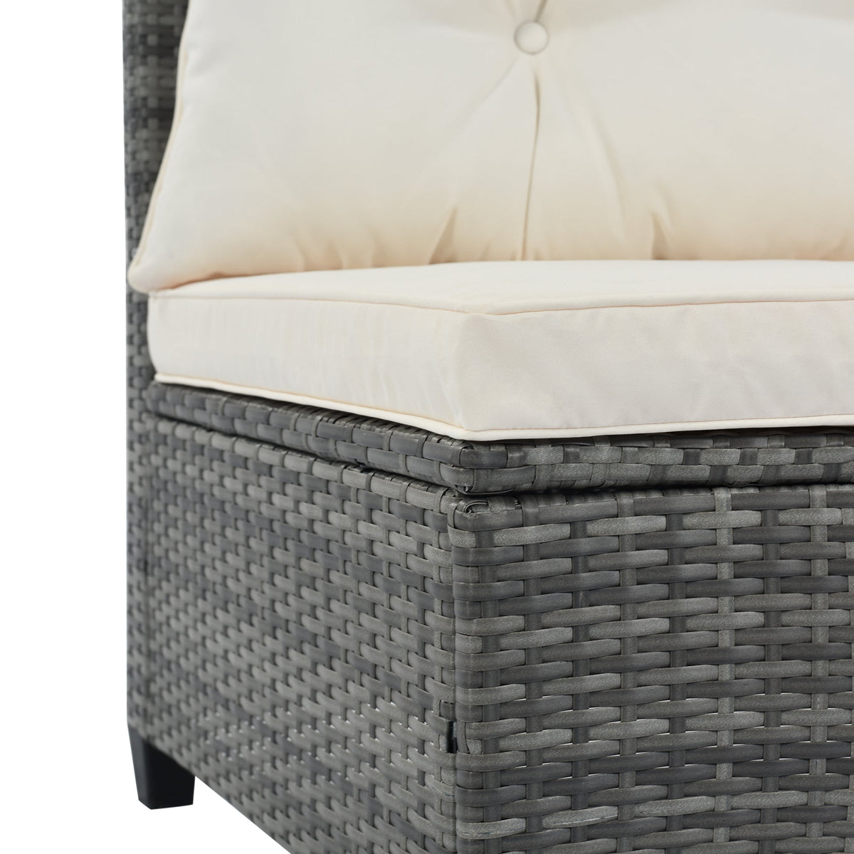 Roomfitters 8-Piece Outdoor Half-Moon Sectional Wicker Round Sofa Set with Tempered Glass Tables Beige Roomfitters