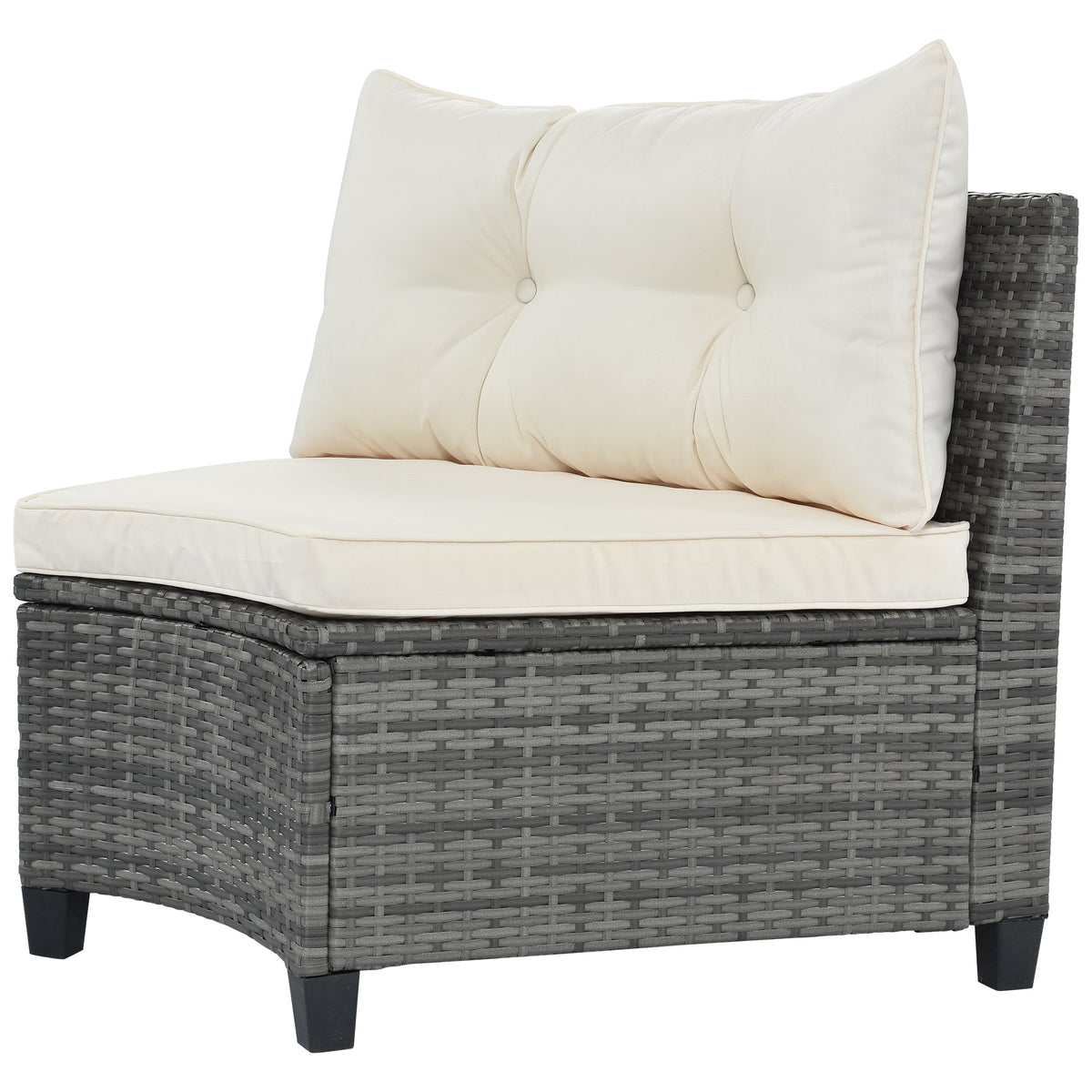Roomfitters 8-Piece Outdoor Half-Moon Sectional Wicker Round Sofa Set with Tempered Glass Tables Beige Roomfitters
