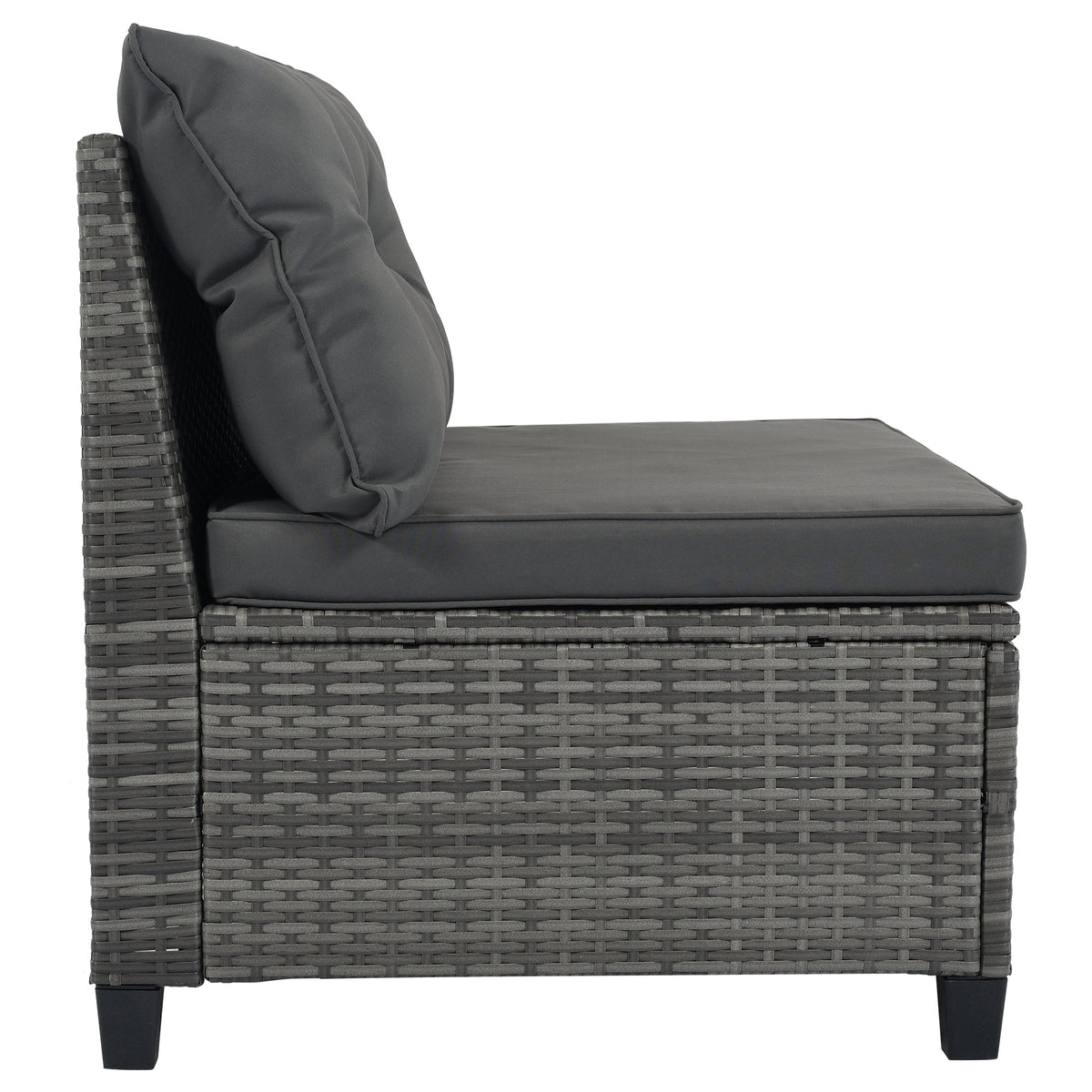 Roomfitters 8-Piece Half Moon Curved Outdoor Sectional Sofa Set, Grey PE Rattan Wicker Patio Furniture with Coffee Table, Gray Roomfitters