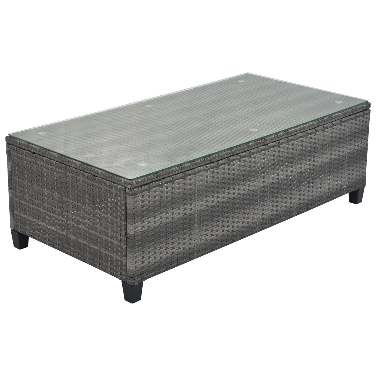 Roomfitters 8-Piece Half Moon Curved Outdoor Sectional Sofa Set, Grey PE Rattan Wicker Patio Furniture with Coffee Table, Gray Roomfitters