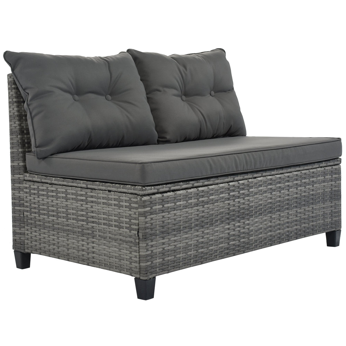 Roomfitters 8-Piece Half Moon Curved Outdoor Sectional Sofa Set, Grey PE Rattan Wicker Patio Furniture with Coffee Table, Gray Roomfitters