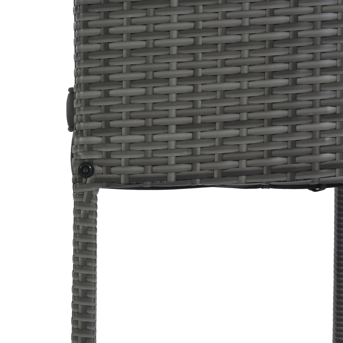 Roomfitters 5-Piece Outdoor Bar Set with High Top Wood Slat Table and 4 Wicker Bar Stools, All-Weather, Gray Roomfitters