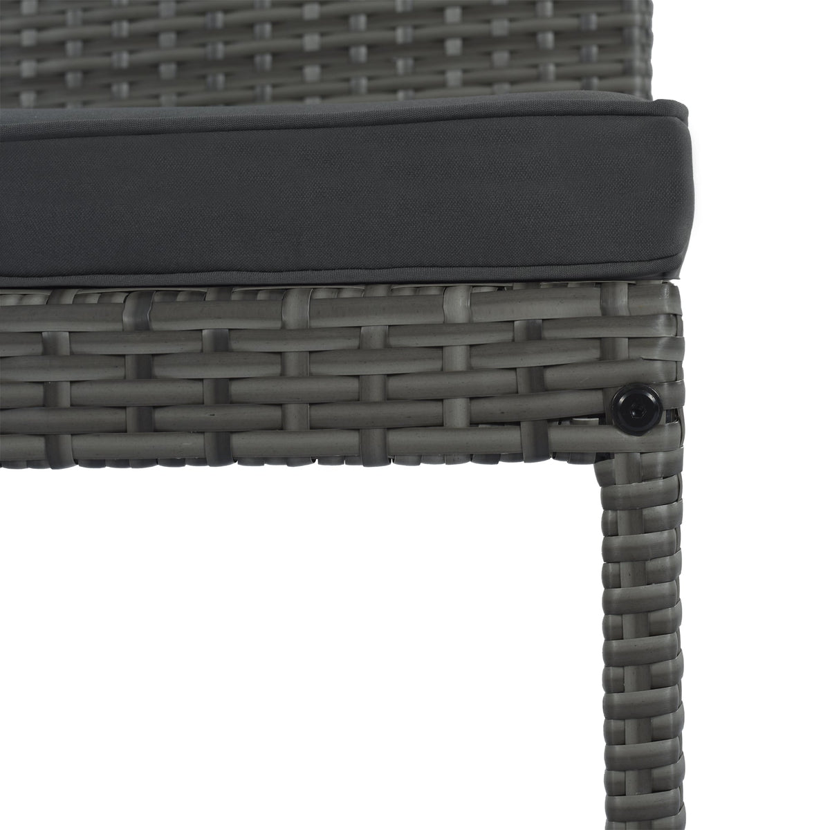 Roomfitters 5-Piece Outdoor Bar Set with High Top Wood Slat Table and 4 Wicker Bar Stools, All-Weather, Gray Roomfitters