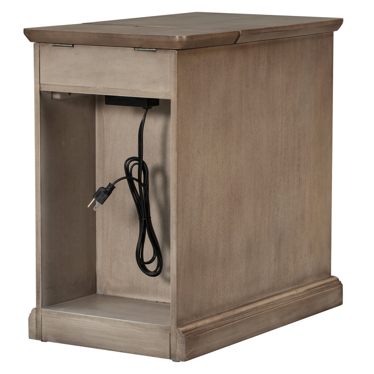 variant-group:rf-n724p185778d|Roomfitters Vintage End Table with USB Ports, Cup Holders and Multifunctional Storage for Living Room, Brown
