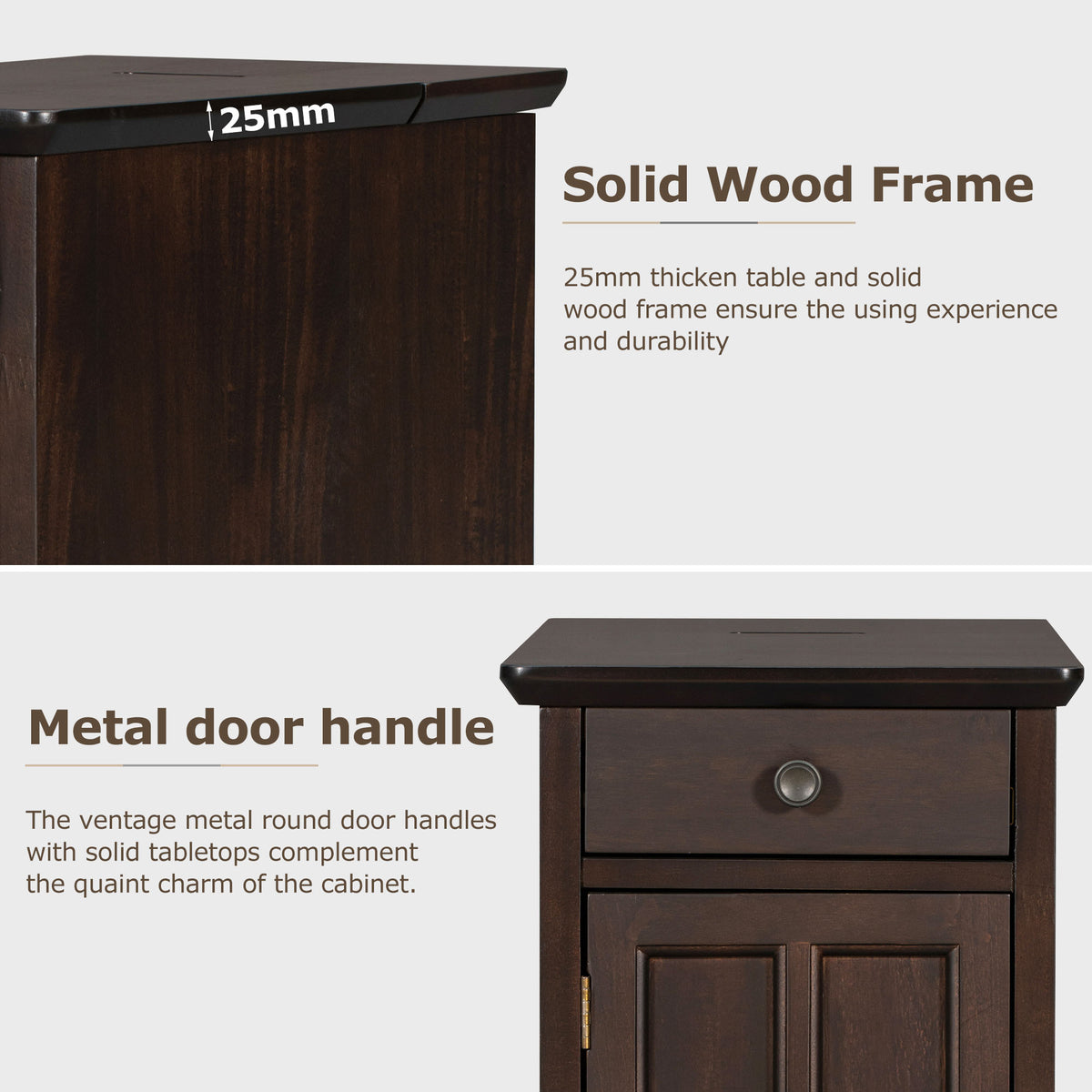 variant-group:rf-n724p185778p|Roomfitters Vintage End Table with USB Ports, Cup Holders and Multifunctional Storage for Living Room, Espresso