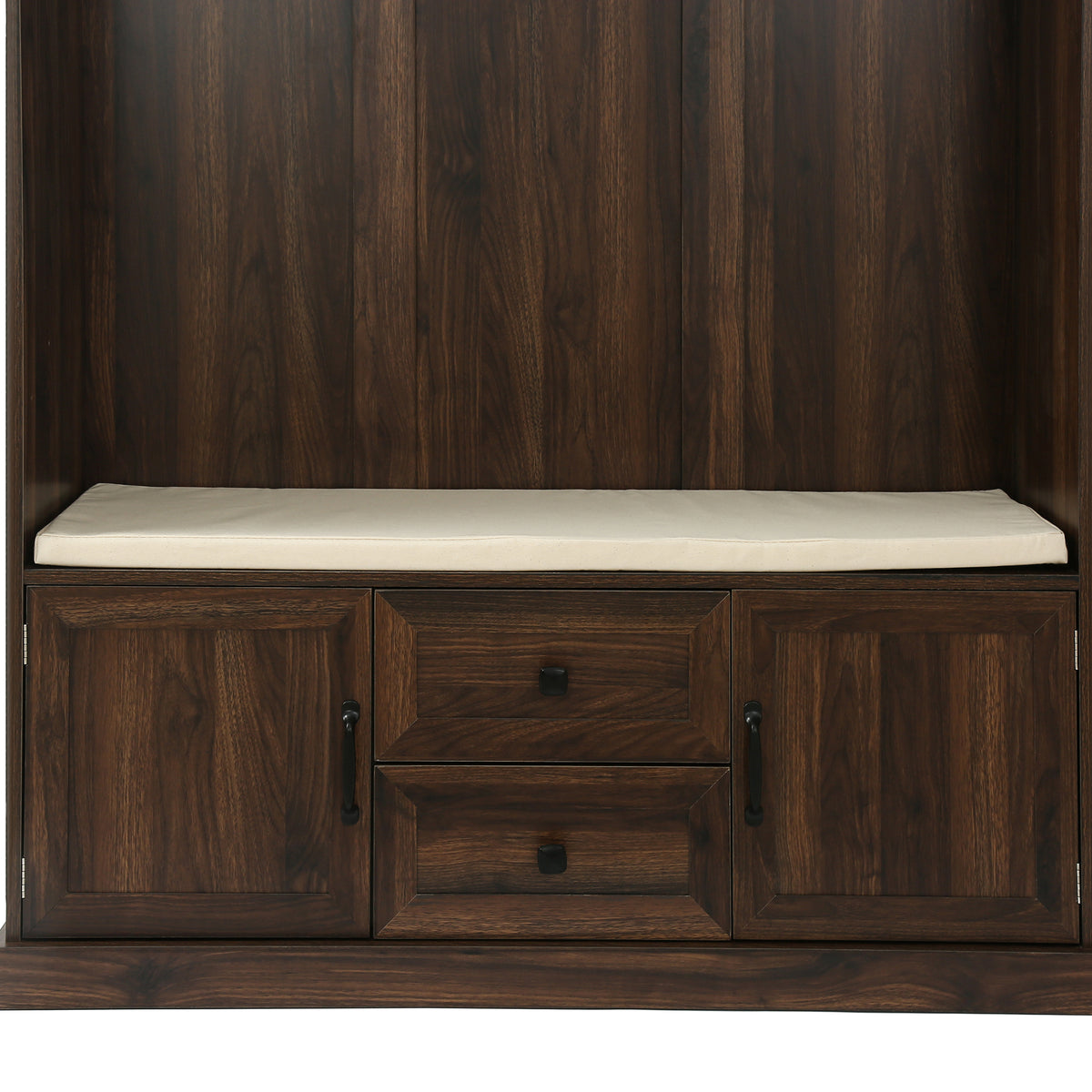 variant-group:rf-n724jy000112aad|Roomfitters 3-in-1 Hall Tree with 3 Hooks, Entryway Coat Hanger and Storage Bench, 47.2" Organizer for Hallway, Brown