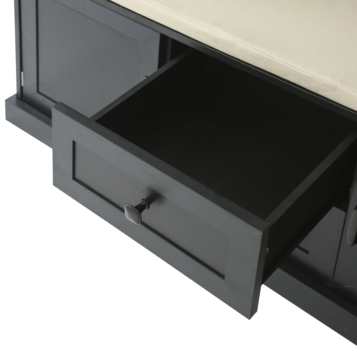 variant-group:rf-n724jy000112aab|Roomfitters 3-in-1 Hall Tree with 3 Hooks, Entryway Coat Hanger and Storage Bench, 47.2" Organizer for Hallway, Black