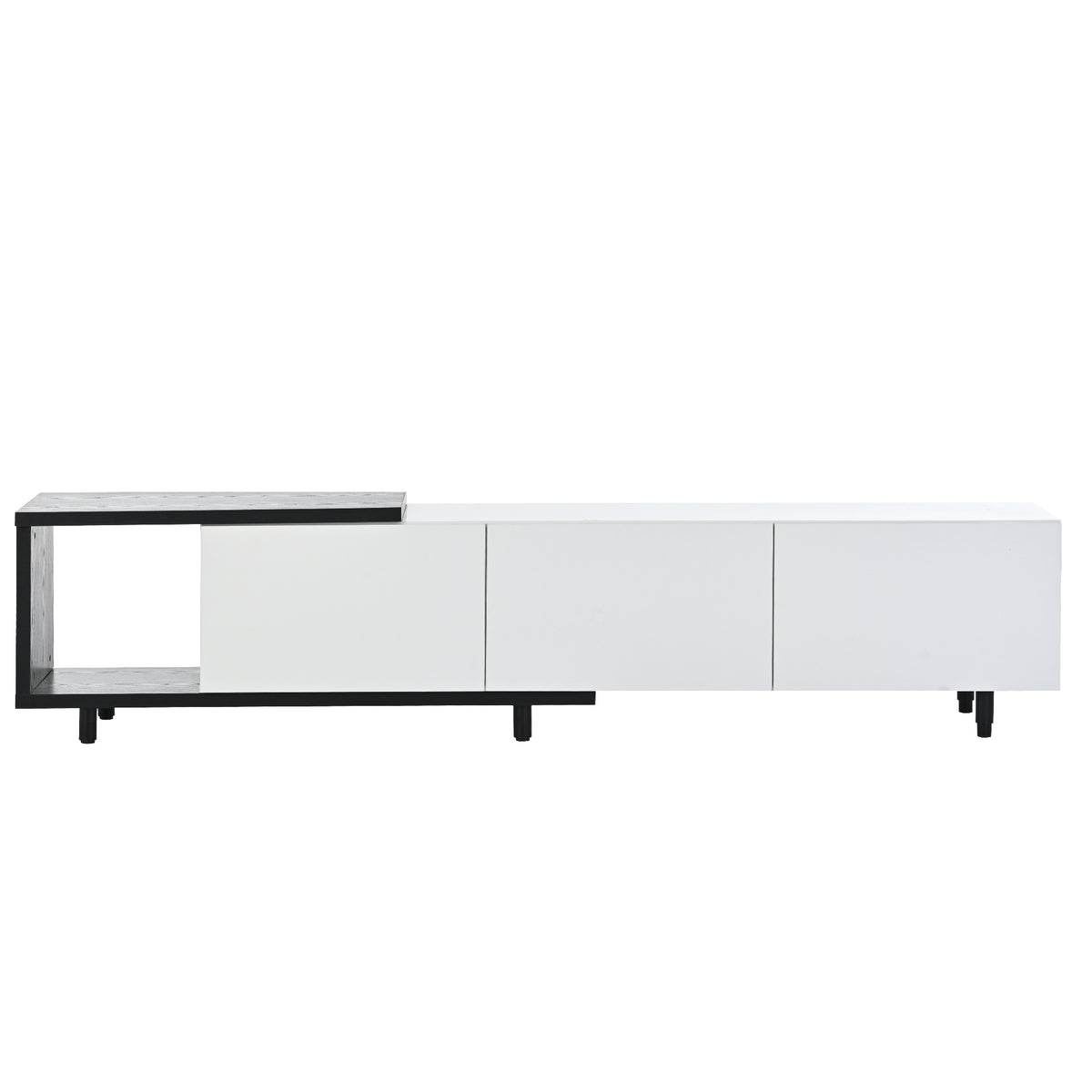 variant-group:rf-n724p205796b|Roomfitters Extendable TV Stand for 80 Inch TV and Above, Modern Cabinet with Open Storage and Sleek Design, White