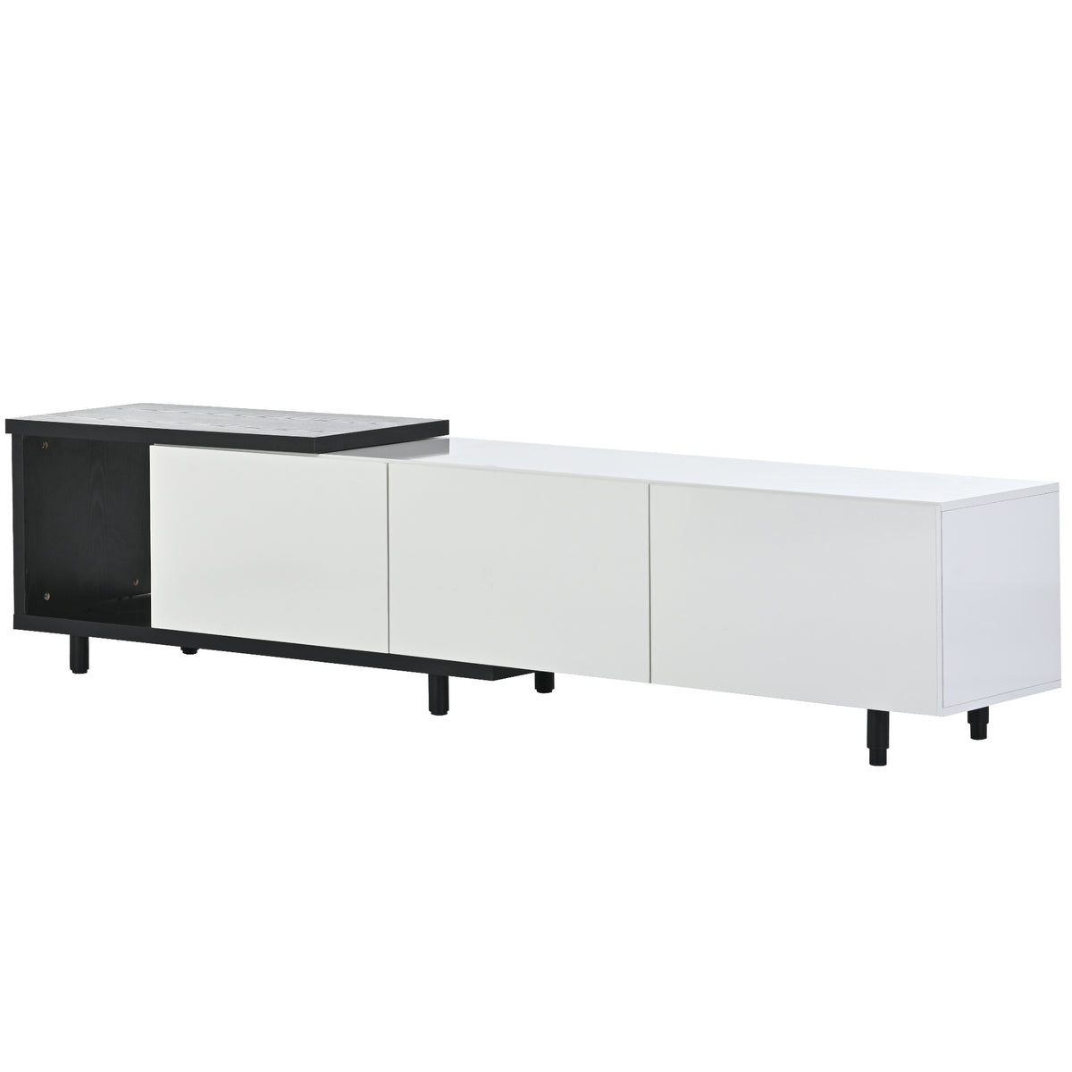 variant-group:rf-n724p205796b|Roomfitters Extendable TV Stand for 80 Inch TV and Above, Modern Cabinet with Open Storage and Sleek Design, White